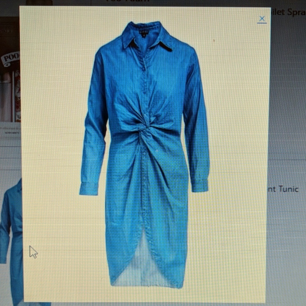 Denim gathered button front tunic